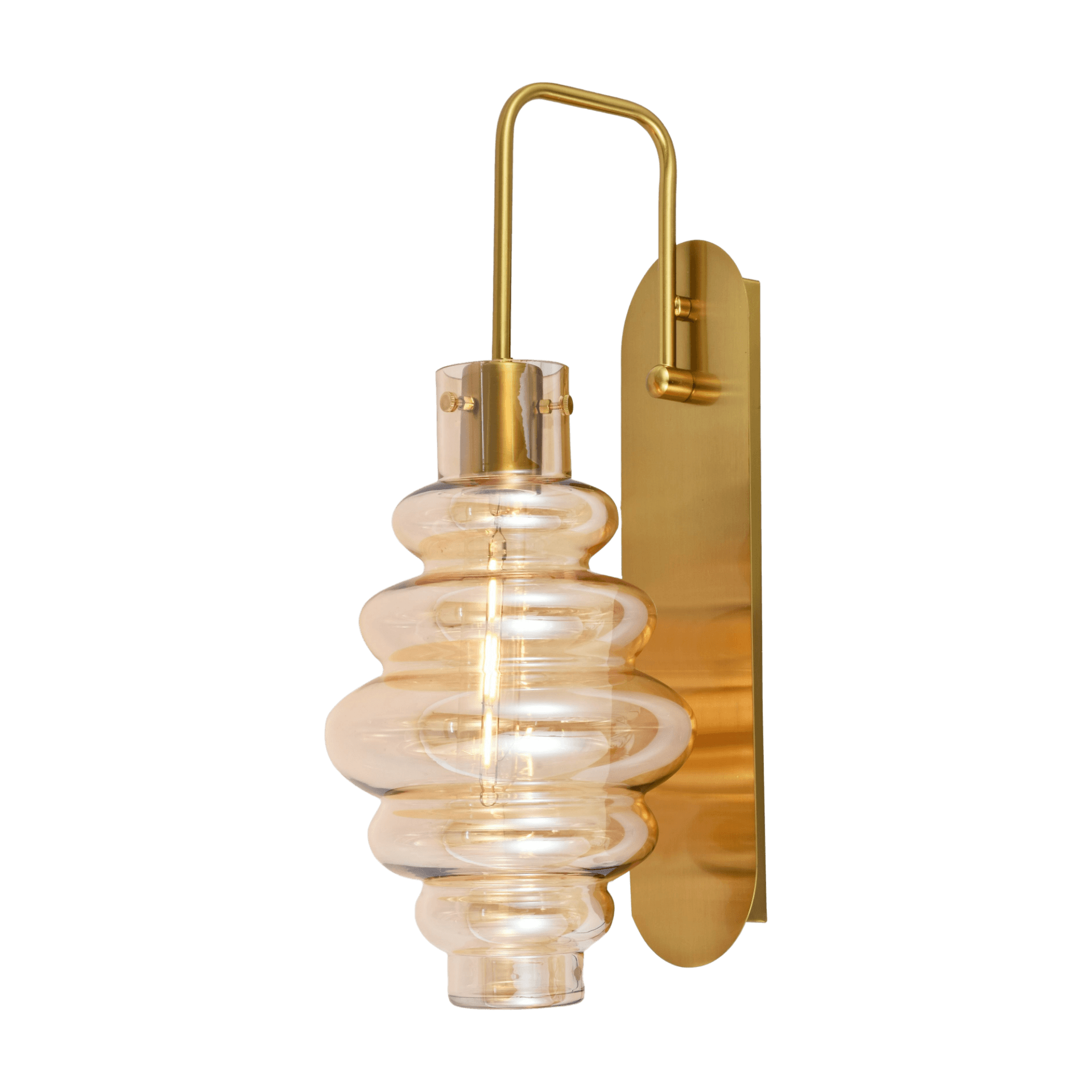 Beehive Amber Glass Filament Brass Gold Wall Lamp CP219