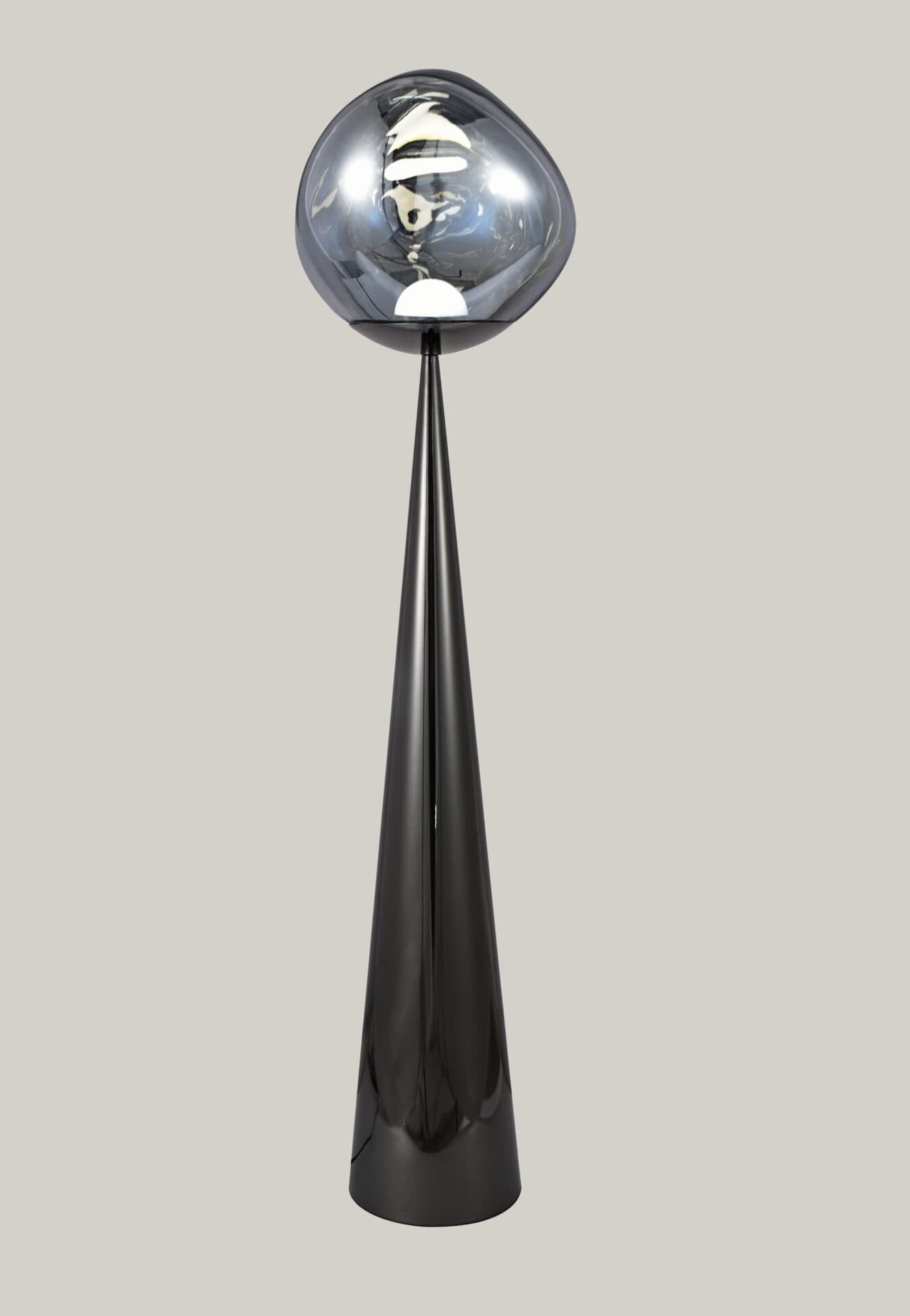 Smokey Grey Organic Filament Large Black Floor Lamp CP232