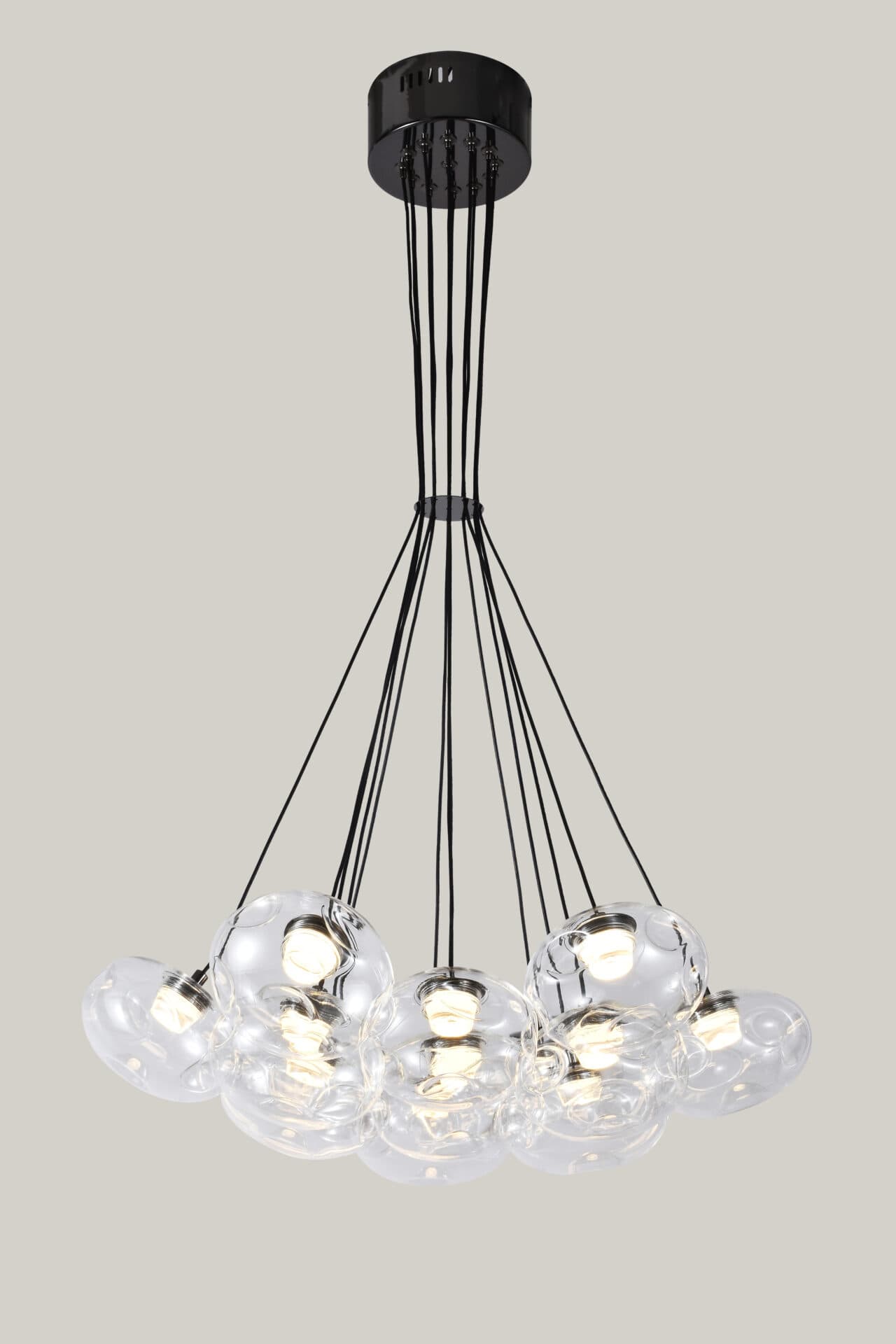 13 Light Clear Organic Glass Ball Black Cluster Chandelier CP238