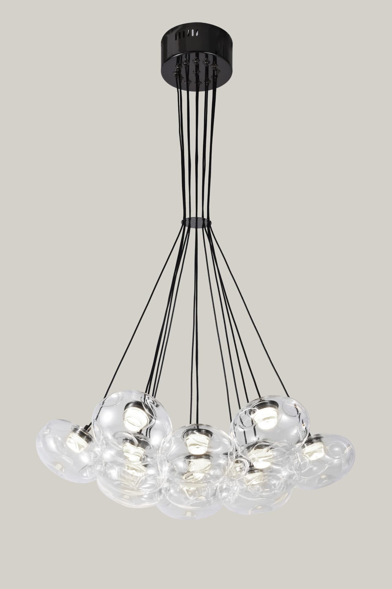 13 Light Clear Organic Glass Ball Black Cluster Chandelier CP238