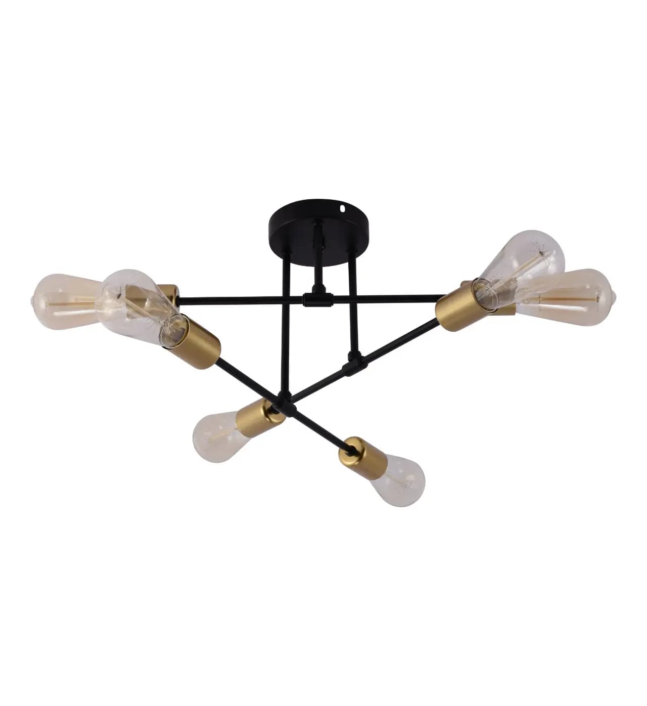 CP242/6BG Black & Gold Industrial Modern Spoke Flush-Mount Ceiling Light