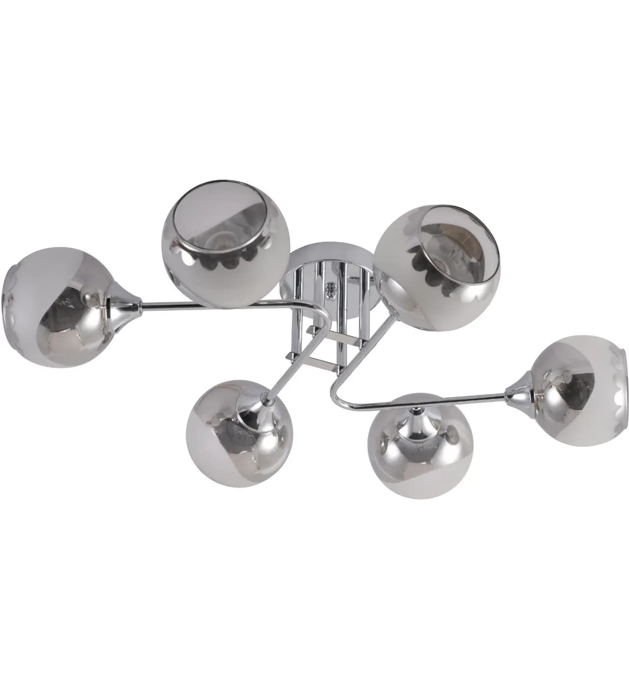 Modern Chrome 6-Light Glass Globe Semi-Flush Ceiling Light CP248/6C