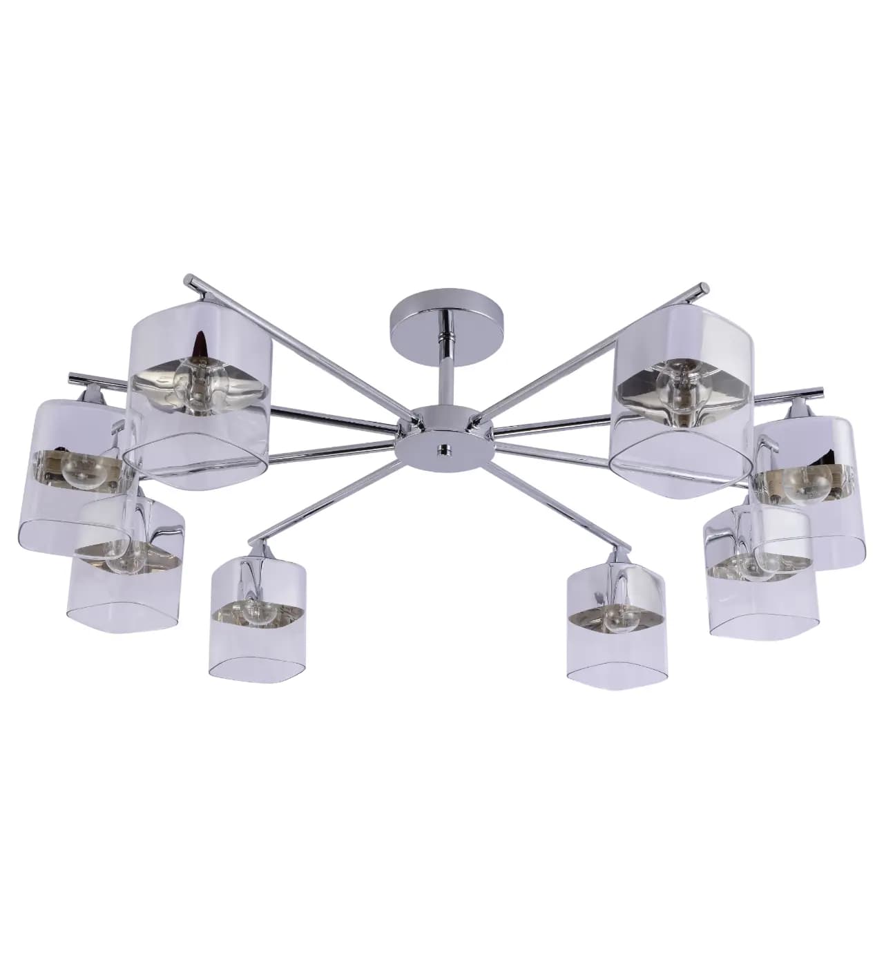 Modern Chrome 8-Light Architectural Glass Semi-Flush Ceiling Light CP250/8C
