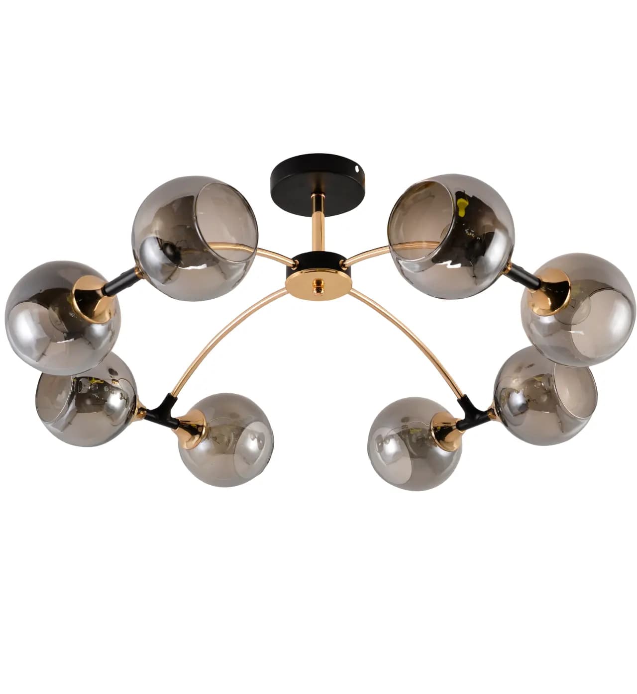 Modern Black & French Gold 8-Light Globe Semi-Flush Ceiling Light CP252/8BG