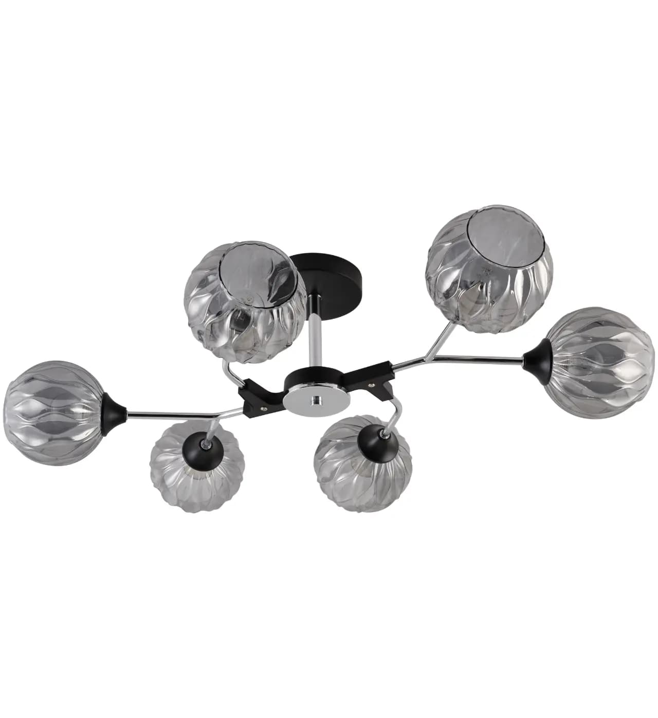 Modern Black & Chrome 6-Light Sculptural Semi-Flush Ceiling Light CP253/6BC