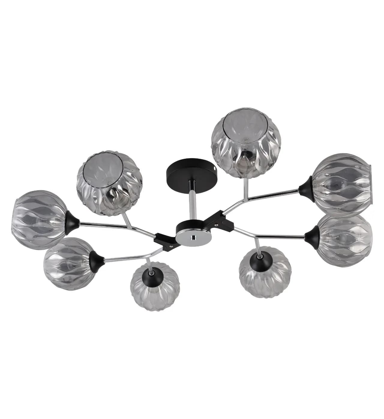 Modern Black & Chrome 8-Light Sculptural Semi-Flush Ceiling Light CP253/8BC