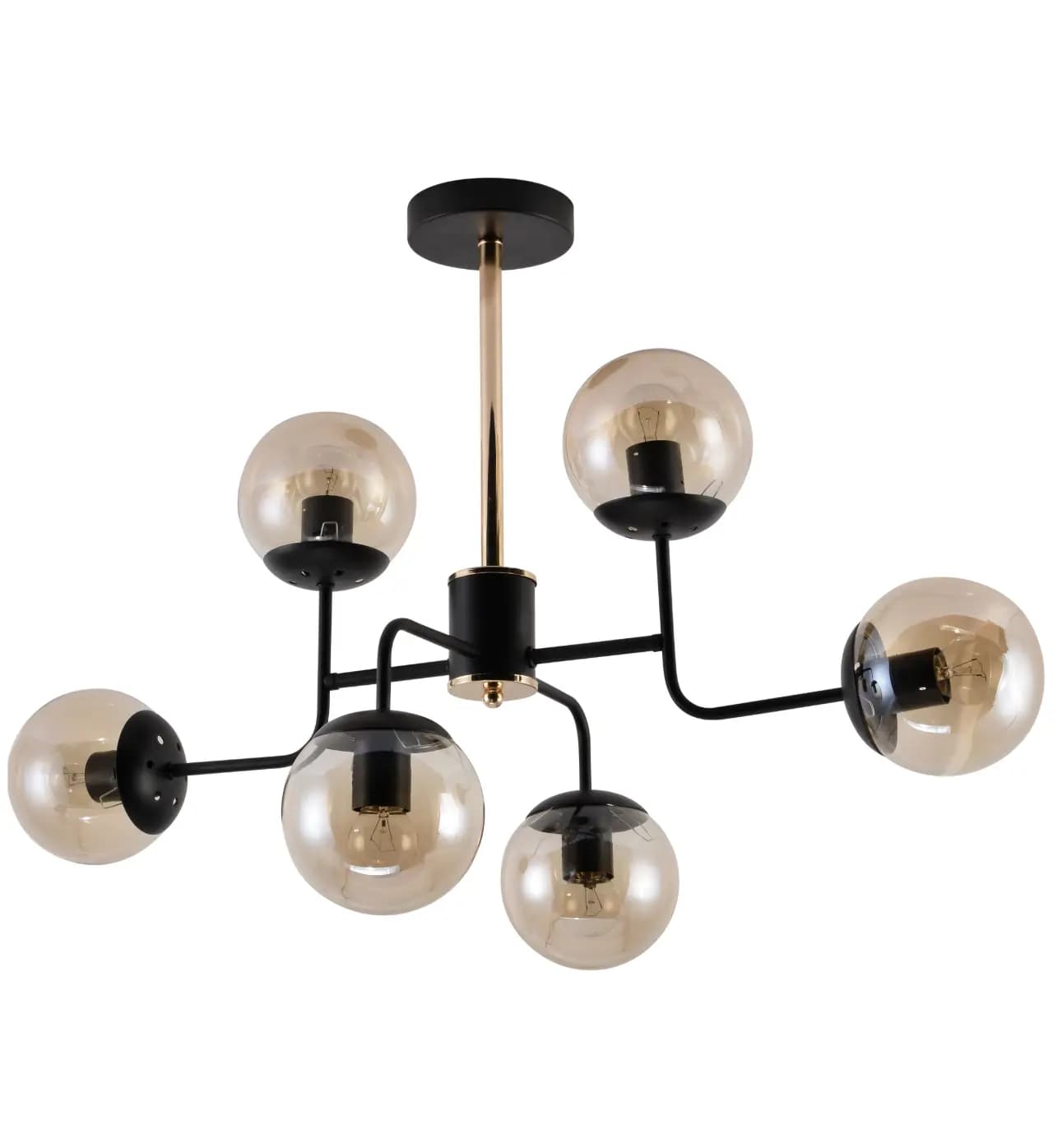 Modern Black & French Gold 6-Light Tiered Globe Ceiling Light CP254/6BG