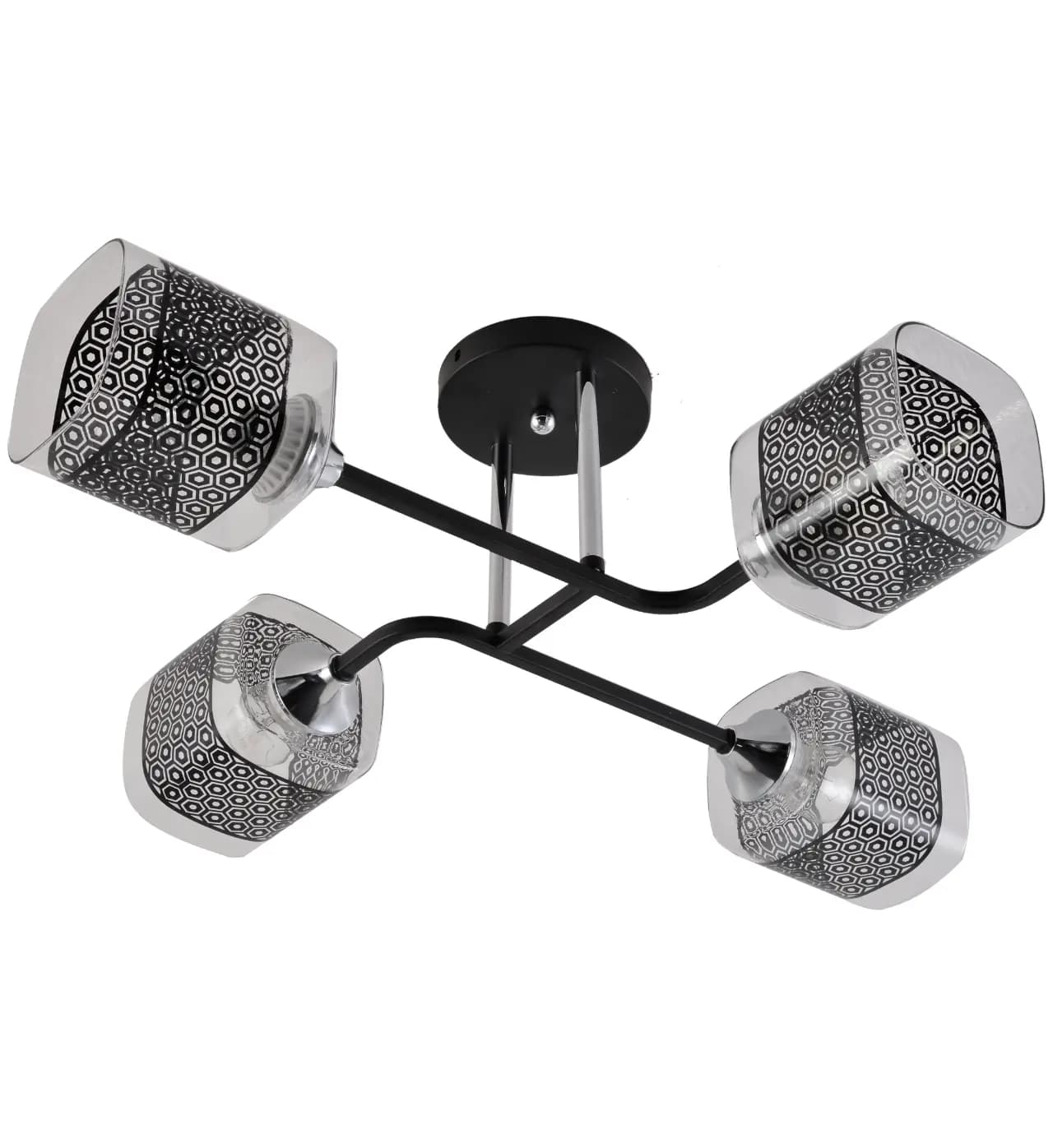 Modern Black & Chrome 4-Light Sculptural Geometric Ceiling Light CP256/4BC
