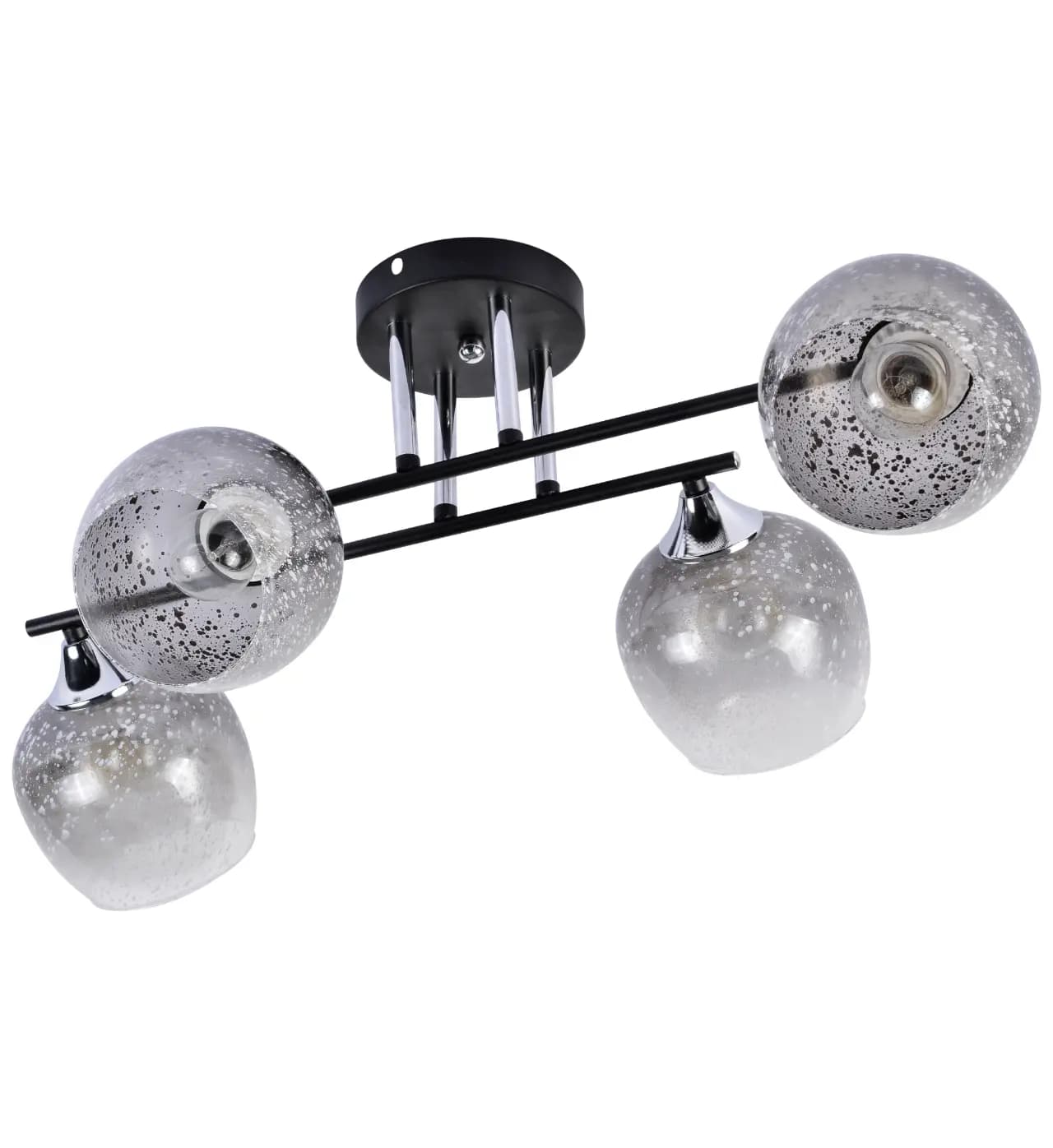 Modern Black & Chrome 4-Light Linear Globe Semi-Flush Ceiling Light CP257/4BC