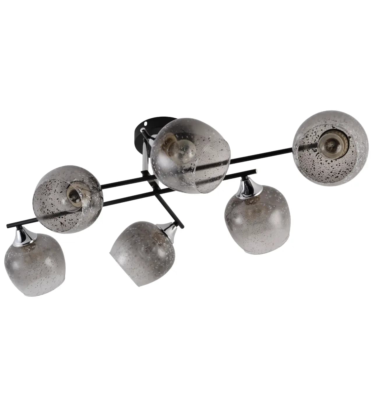 Modern Black & Chrome 6-Light Linear Globe Semi-Flush Ceiling Light CP257/6BC