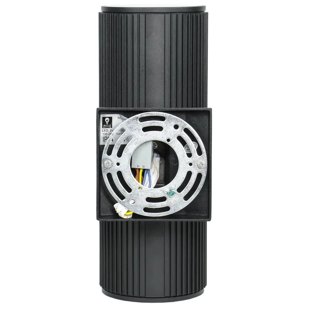 WL-L44/BL-3CCT Modern Black Cylindrical Up/Down Wall Light with 3CCT Technology