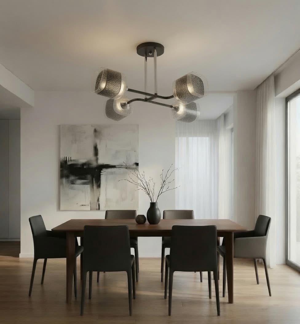 Modern Black & Chrome 4-Light Sculptural Geometric Ceiling Light CP256/4BC