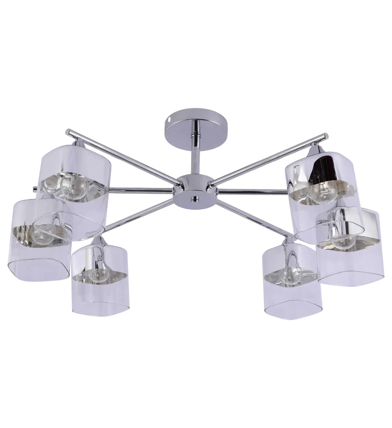 Modern Chrome 6-Light Architectural Glass Semi-Flush Ceiling Light CP250/6C