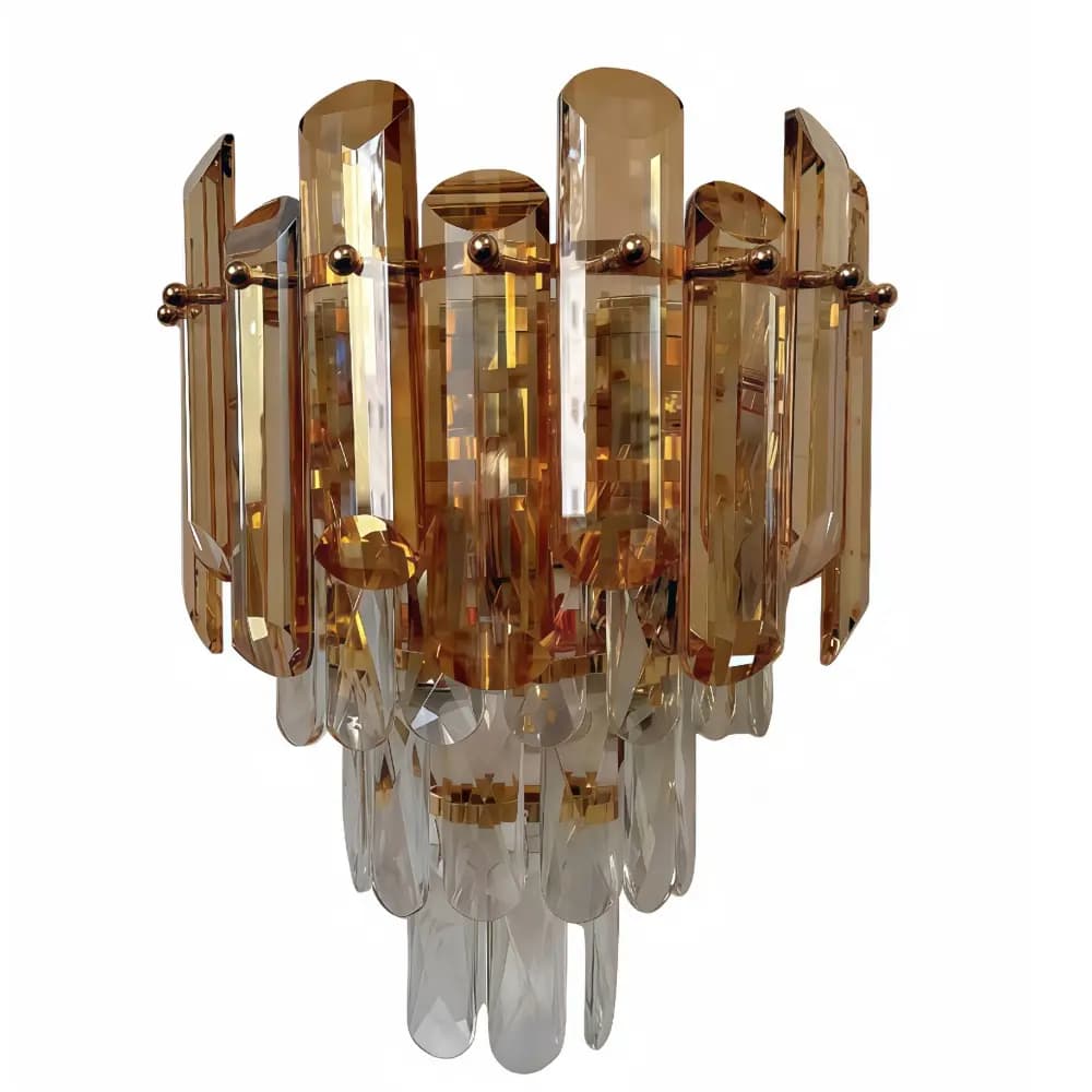 Elegant French Gold Amber Crystal Wall Light CH266/3G-WALL
