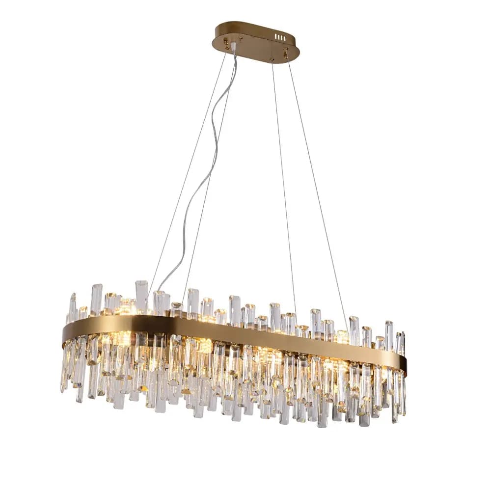 Modern Brass Gold Rectangular Crystal Chandelier CH60/20G-1000*200
