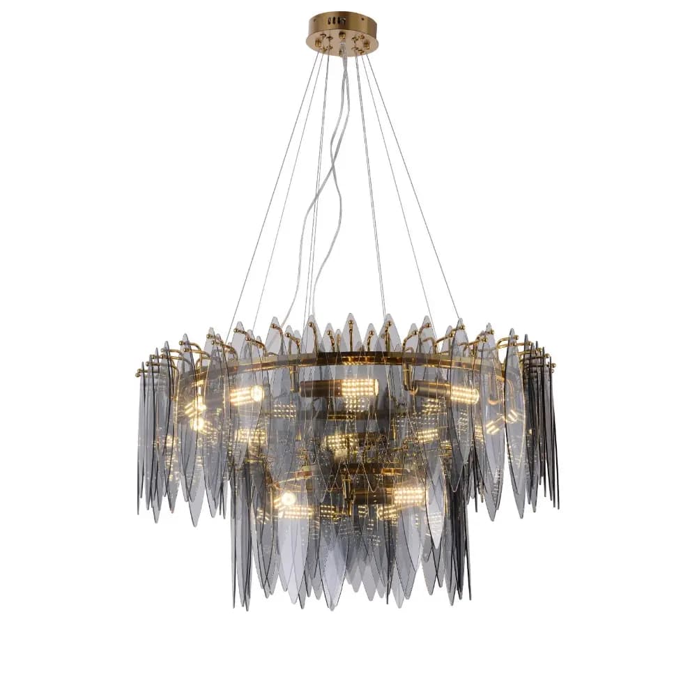 Modern Gold Round Grey Glass Chandelier CH61/14G-800