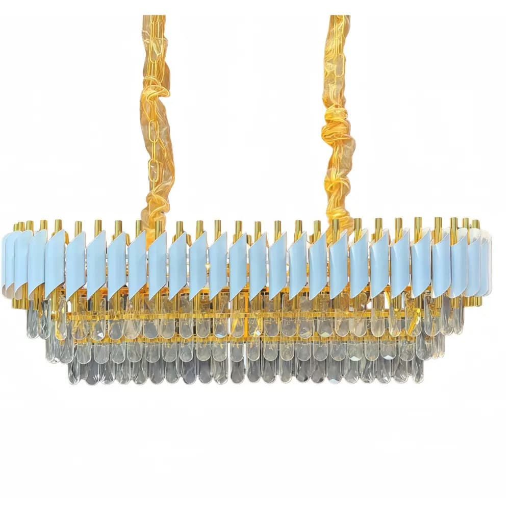 Elegant White and Gold Rectangular Crystal Chandelier CH62/11WG-900*300