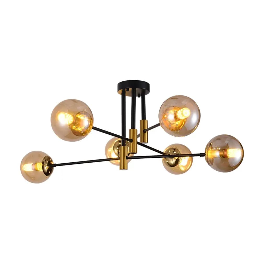 Modern Black and Brass Gold White Glass Chandelier CP260/6BG-880AM