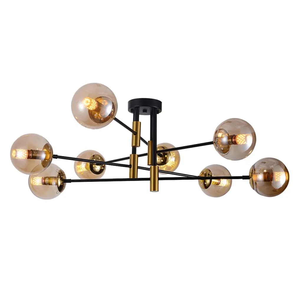 Modern Black and Brass Gold White Glass Chandelier CP260/8BG-1000AM