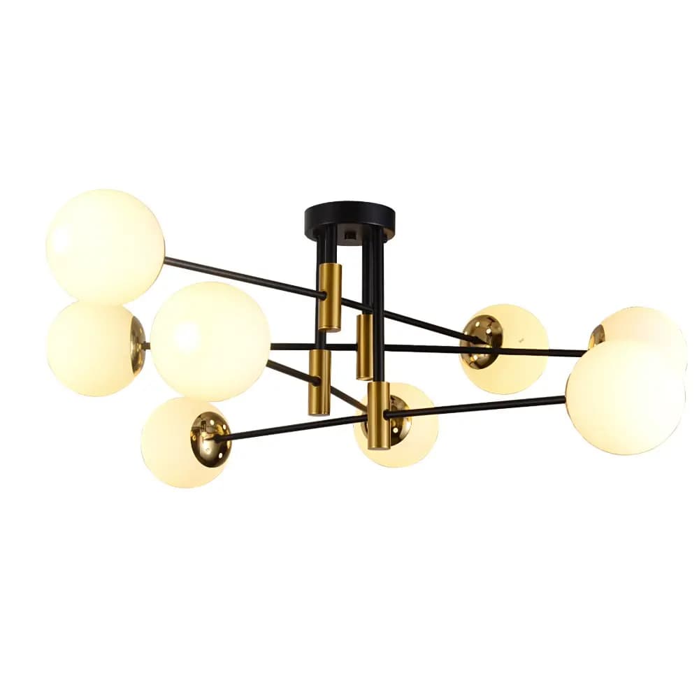 Modern Black and Brass Gold White Glass Chandelier CP260/8BG-1000WH