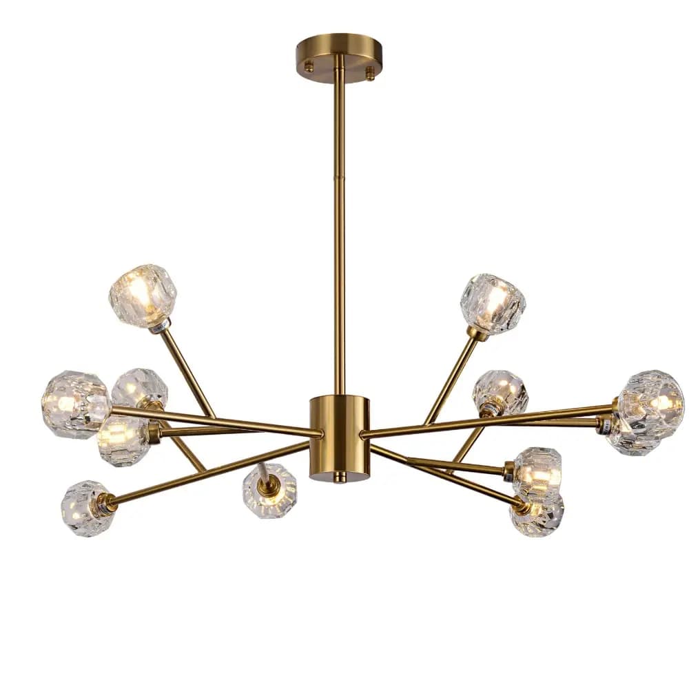 Elegant Brass Gold Round Clear Glass Chandelier CP261/12G-900