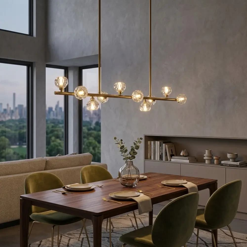 Elegant Brass Gold Round Clear Glass Chandelier CP261/10G-1000D