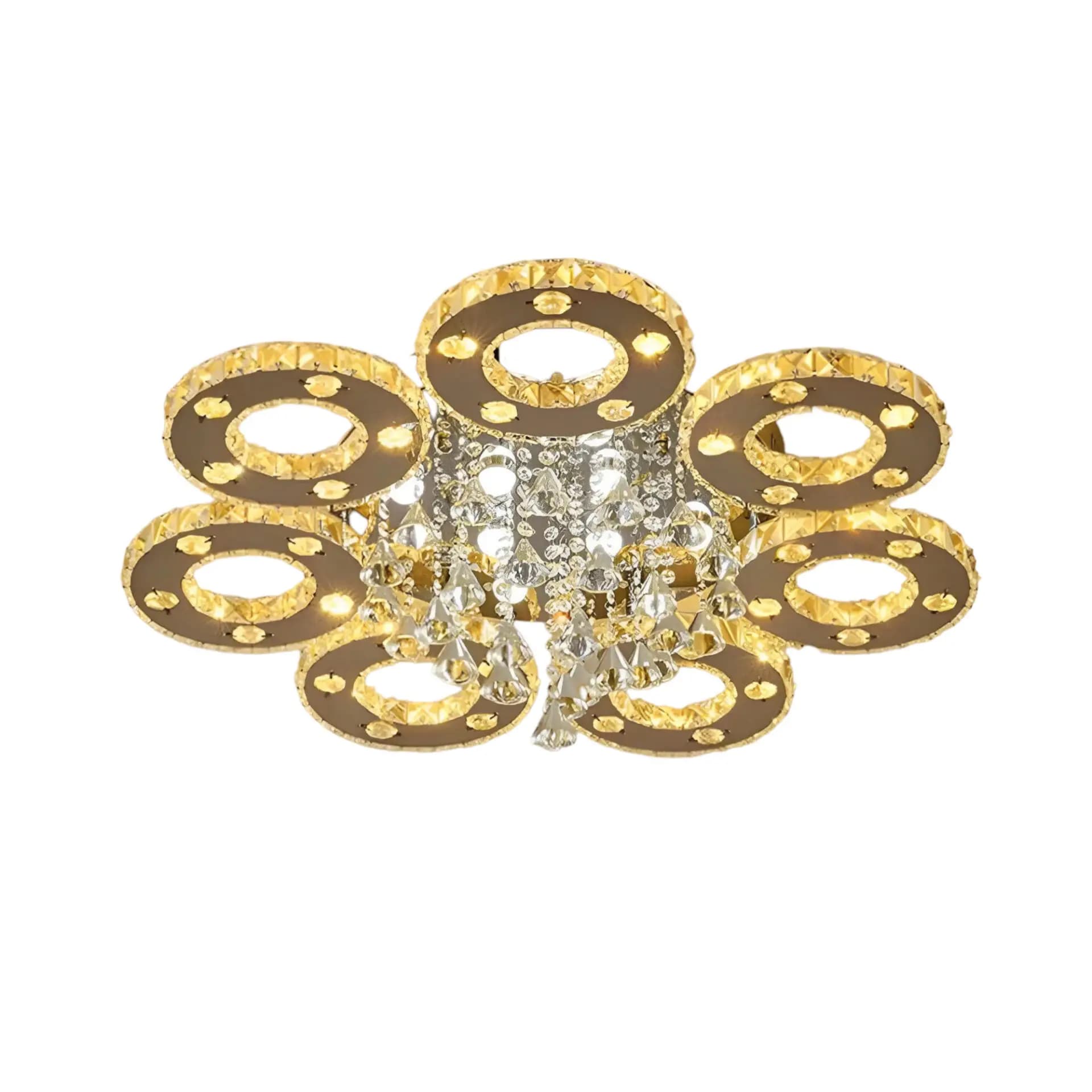 8 Ring Flush Chrome Crystal Chandelier CH177