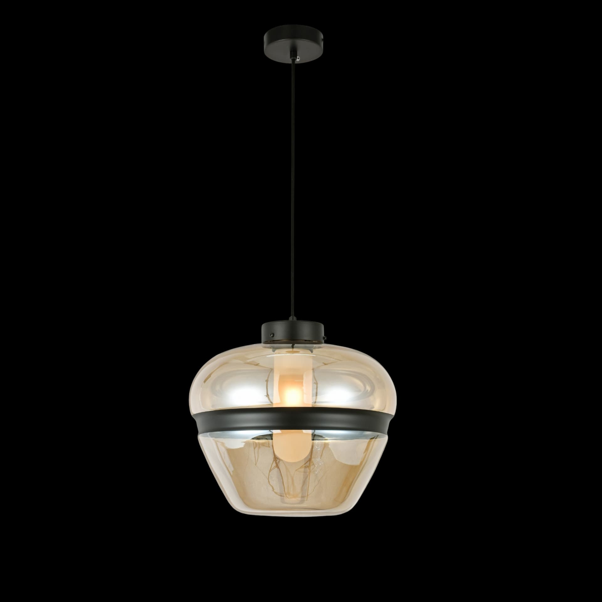 Black Striped Amber Glass Dome Pendant Light CP208