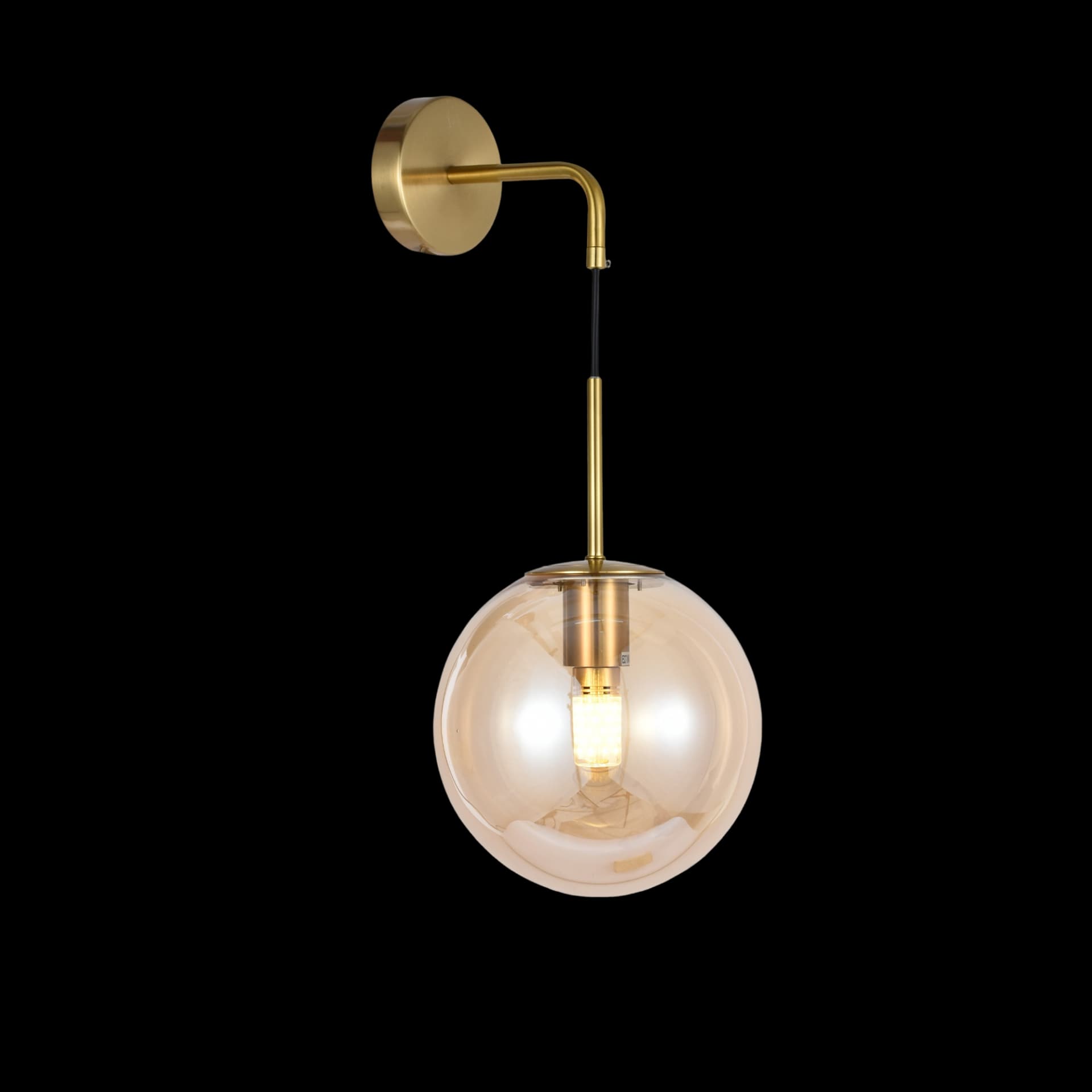 Brass Gold Hanging Amber Glass Shade Wall Light CP211