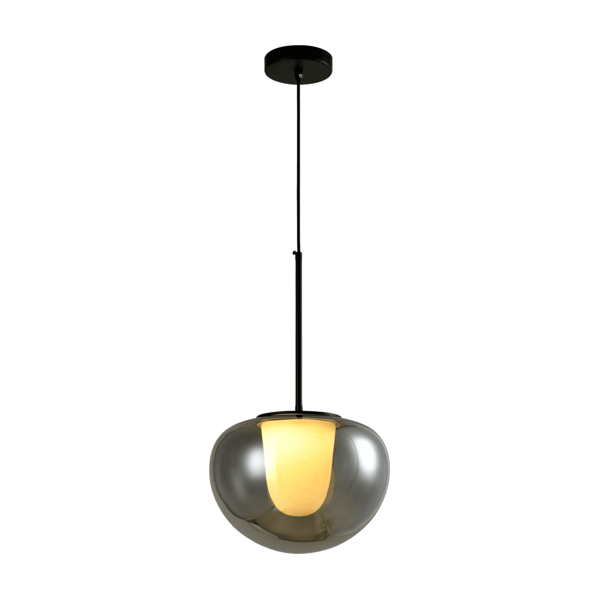 Nova Smoky Dome Glass Black Pendant Lamp CP218