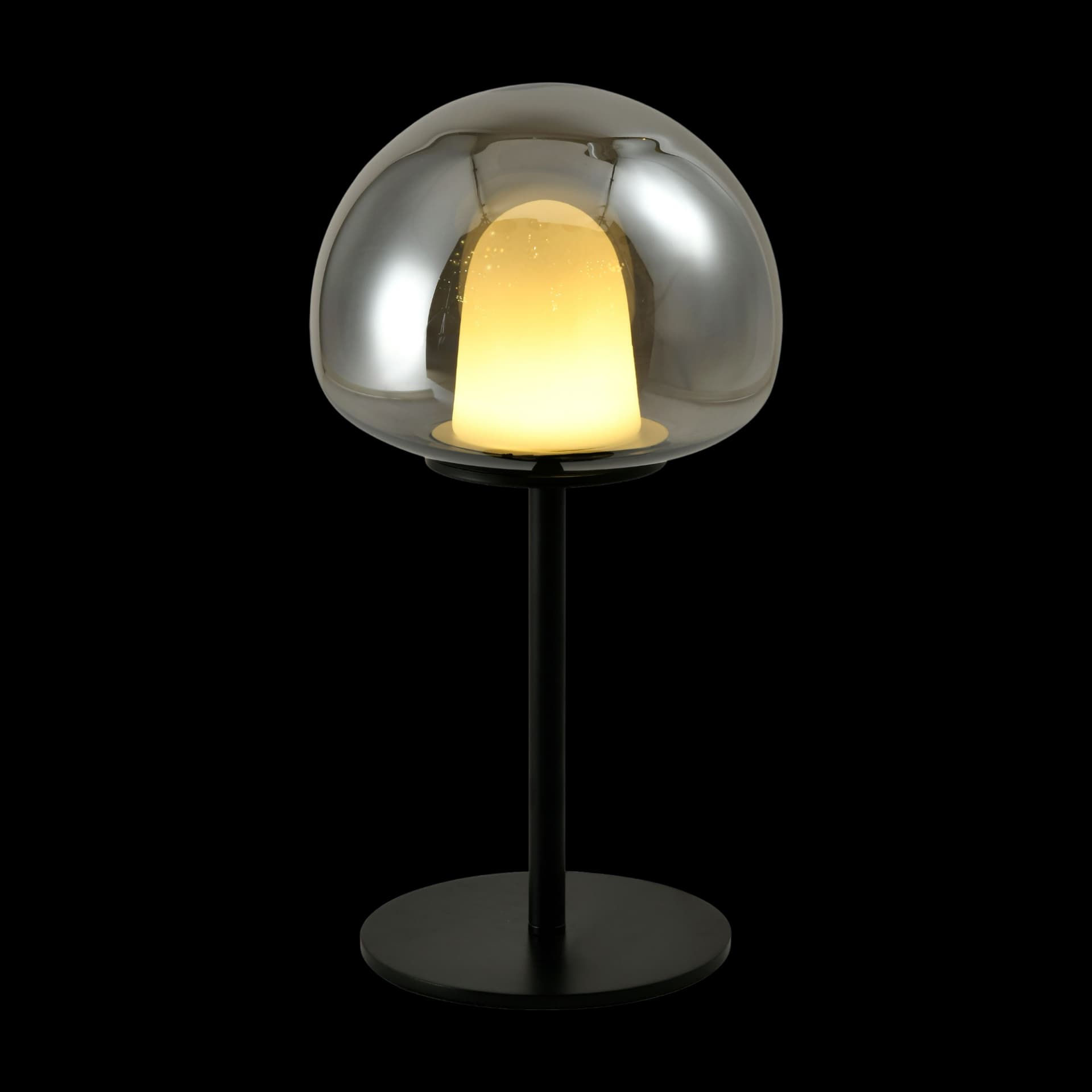 Nova Smoky Dome Glass Black Table Lamp CP217