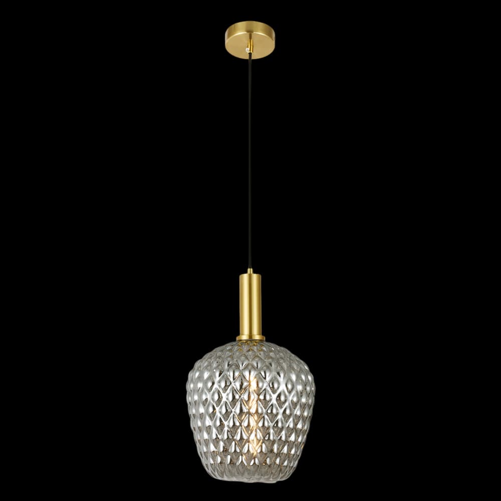 Textured Smoke Glass Shade Brass Gold Pendant Light CP202