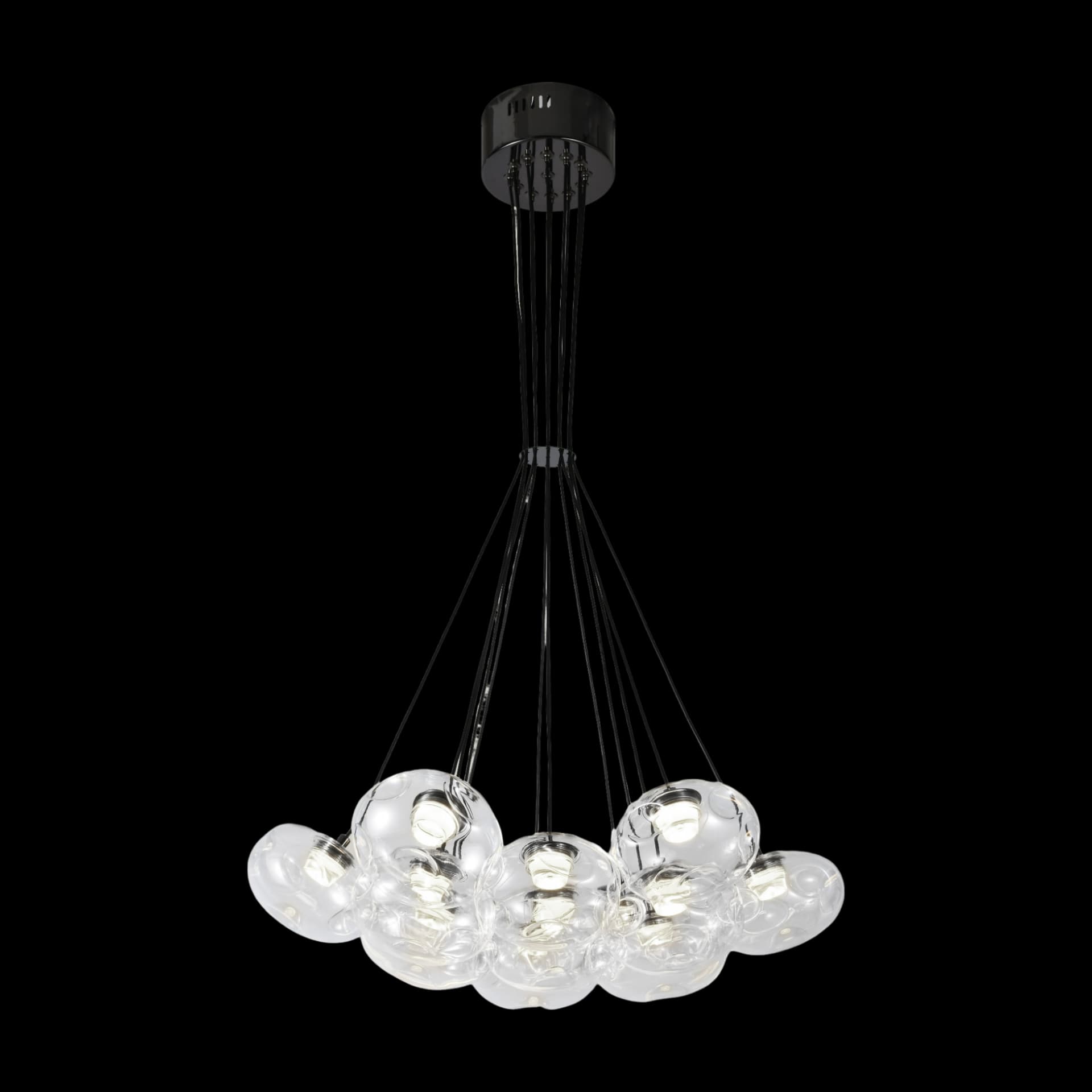 13 Light Clear Organic Glass Ball Black Cluster Chandelier CP238