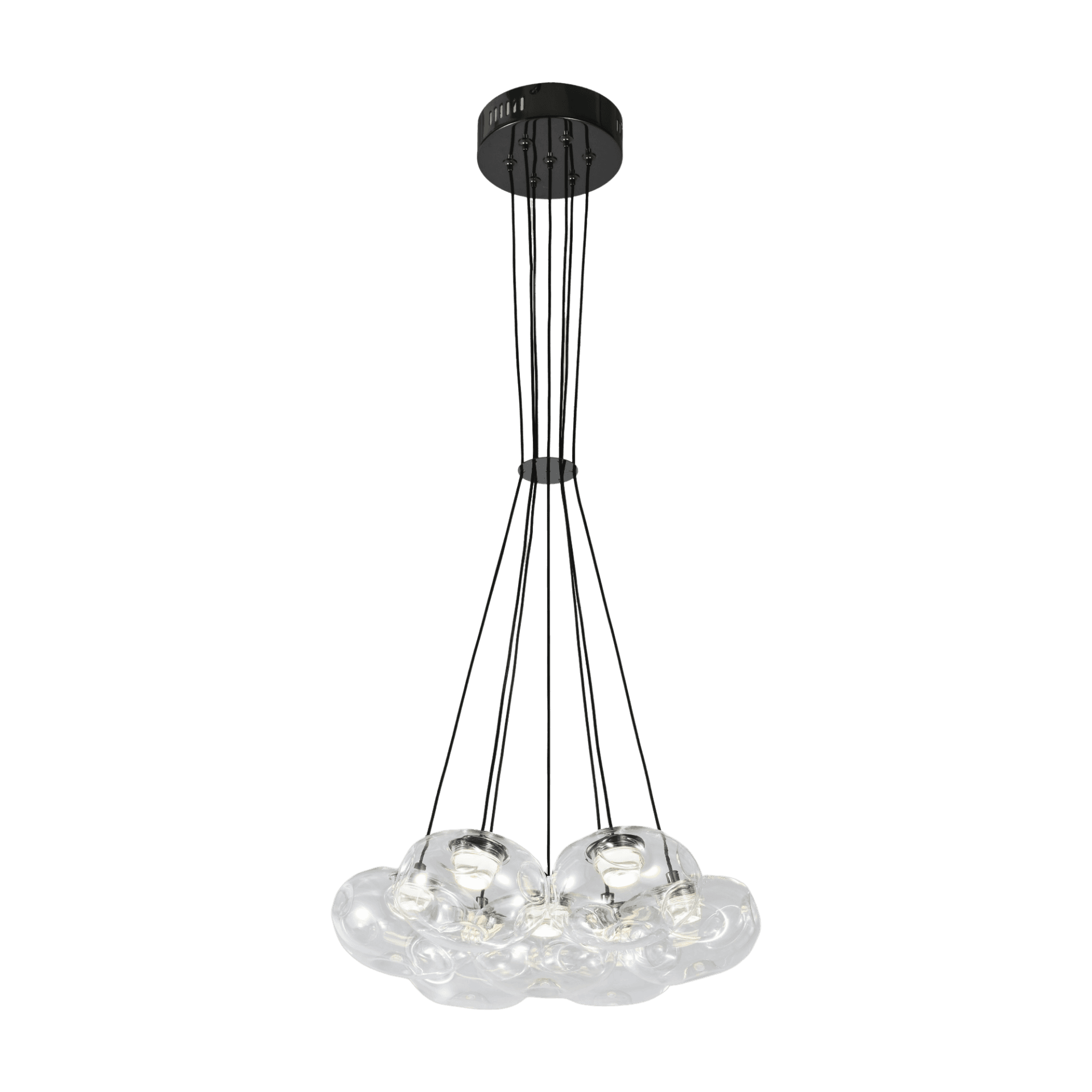 7 Light Clear Organic Glass Ball Black Cluster Chandelier CP237
