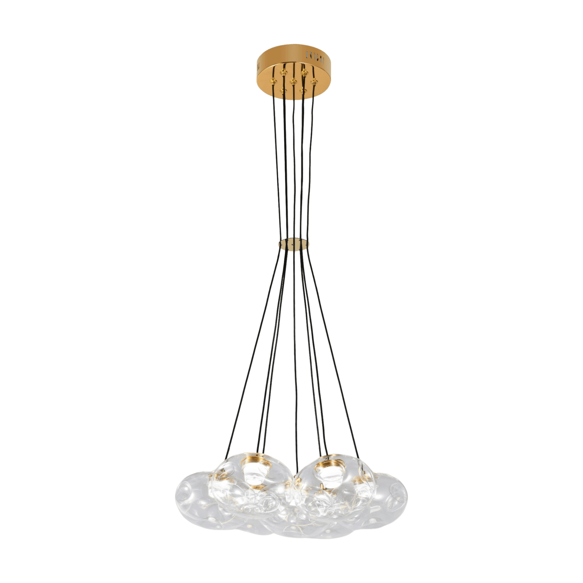 7 Light Clear Organic Glass Ball Gold Cluster Chandelier CP239